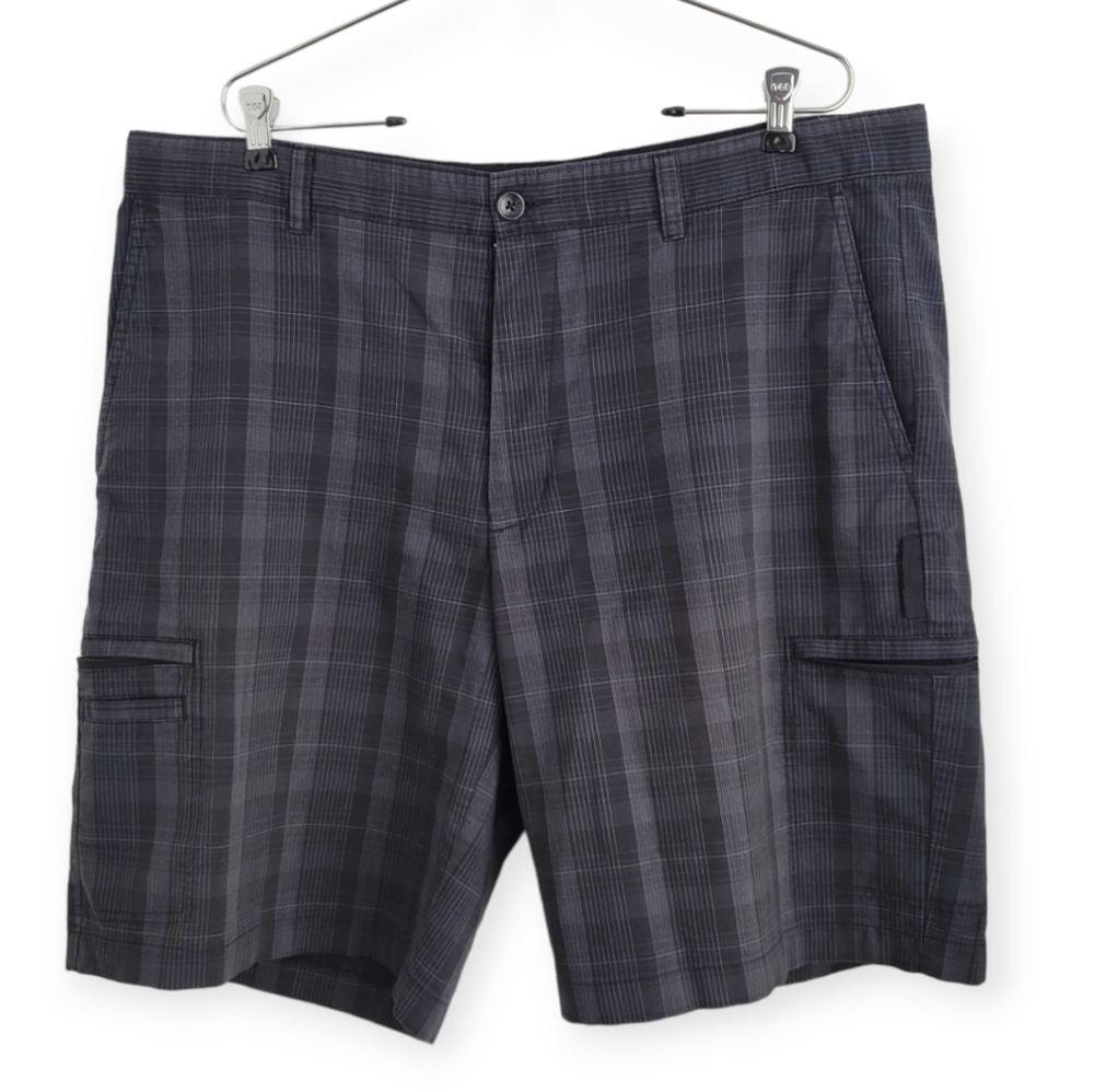 Plaid Golf Cargo Shorts - Performance Material, Large Pockets